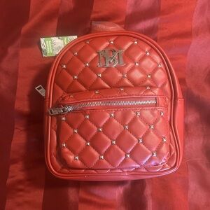 Badgley Mischka Red Quilted Backpack